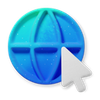 icons8 globe icon with cursor arrow internet access and web browsing 100