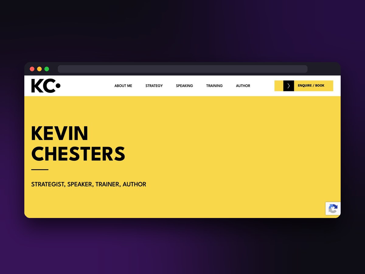 Kevin Chesters website homepage, built on the £499 package